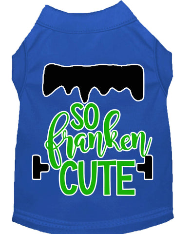 So Franken Cute Screen Print Dog Shirt Blue Lg