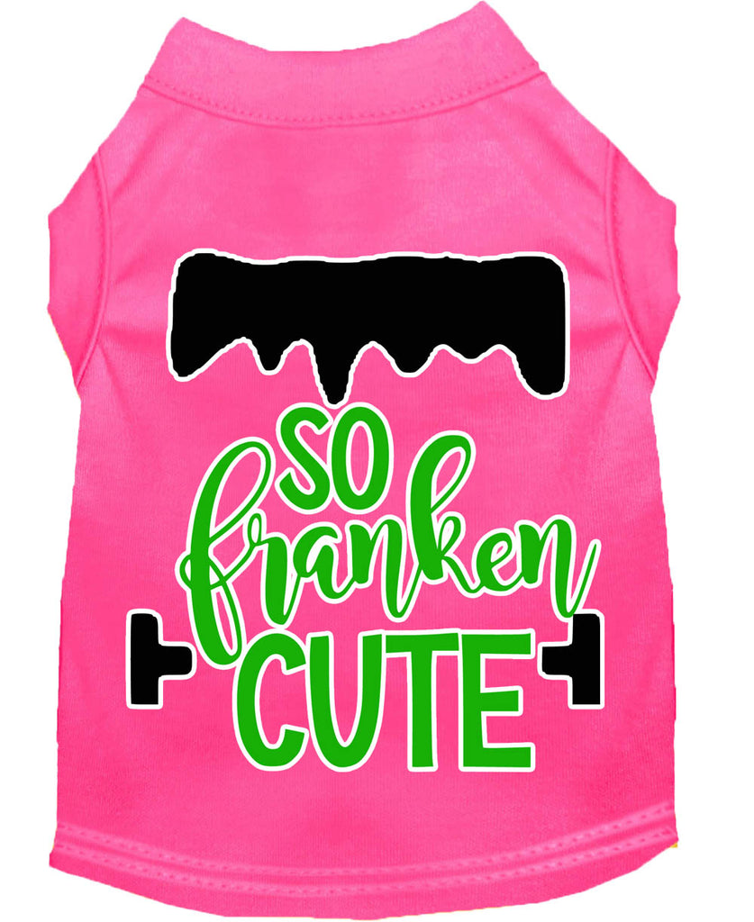 So Franken Cute Screen Print Dog Shirt Bright Pink Sm