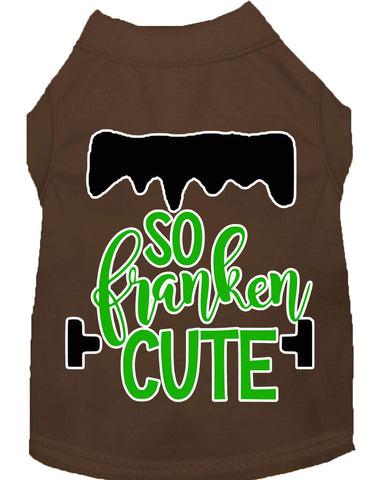 So Franken Cute Screen Print Dog Shirt Brown Lg