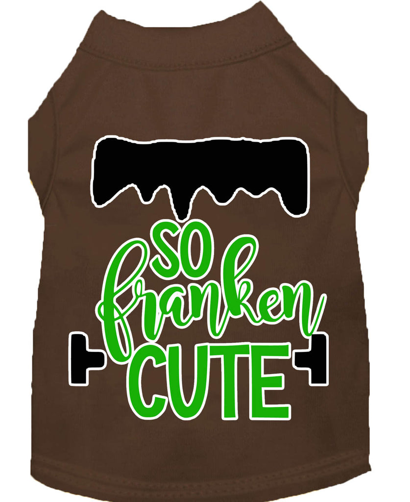 So Franken Cute Screen Print Dog Shirt Brown Med