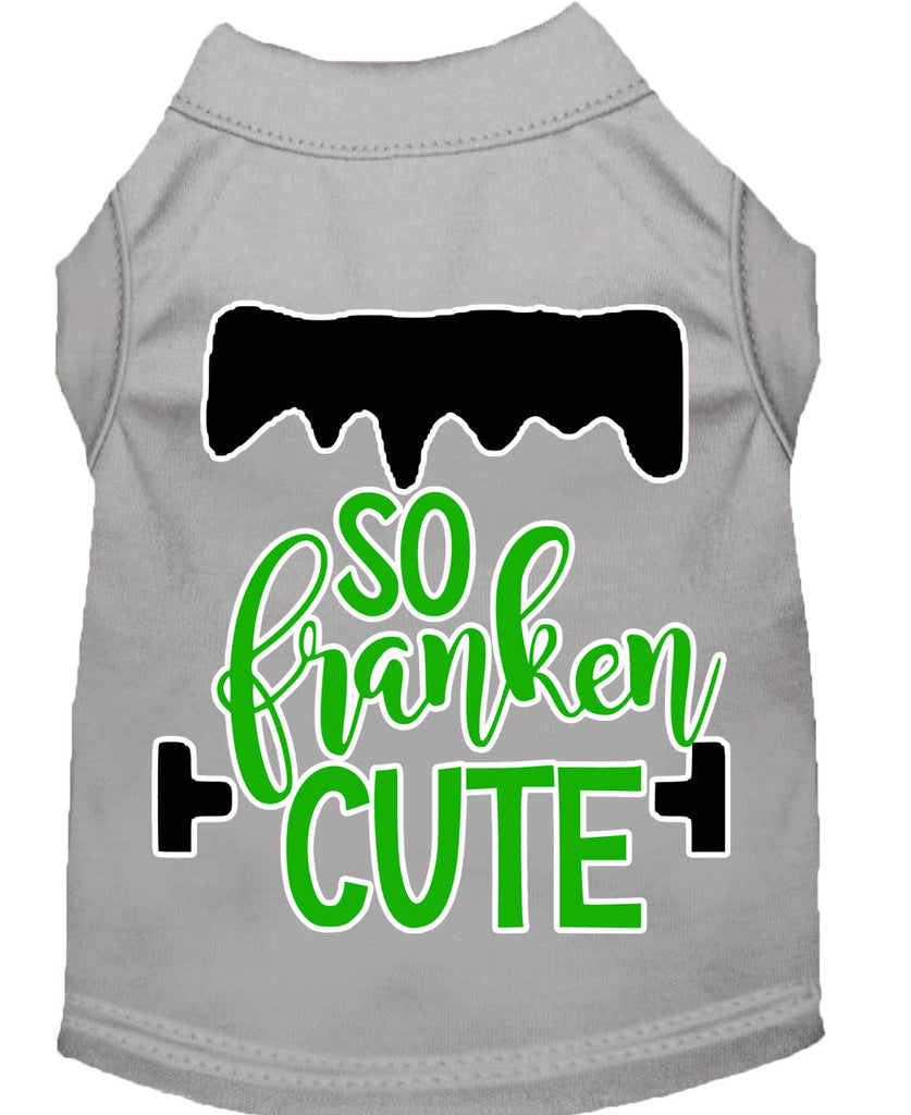 So Franken Cute Screen Print Dog Shirt Grey Sm