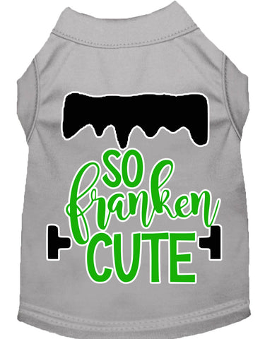 So Franken Cute Screen Print Dog Shirt Grey Xs