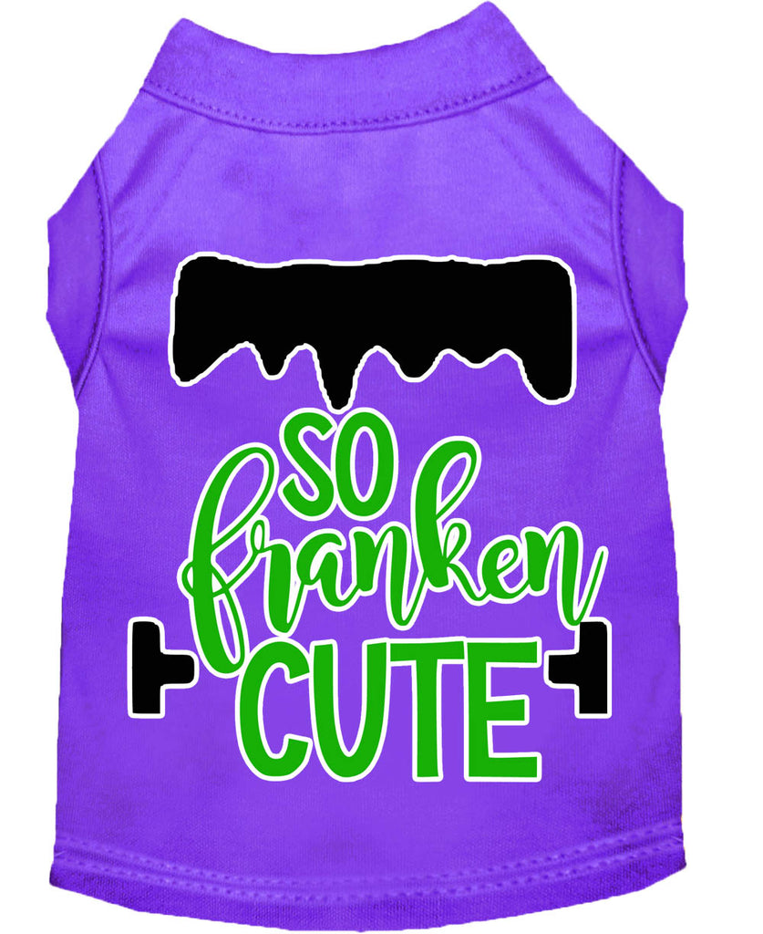 So Franken Cute Screen Print Dog Shirt Purple Med