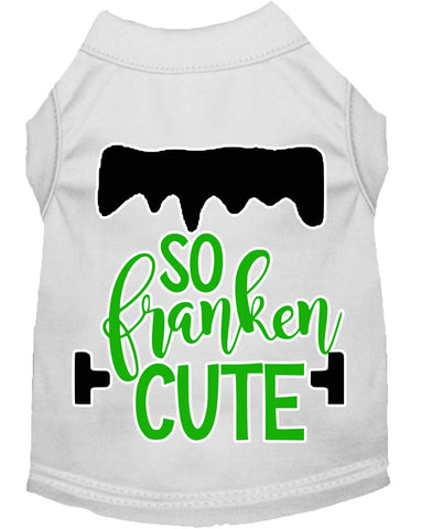 So Franken Cute Screen Print Dog Shirt White Lg