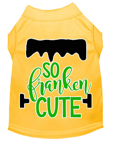 So Franken Cute Screen Print Dog Shirt Yellow Med