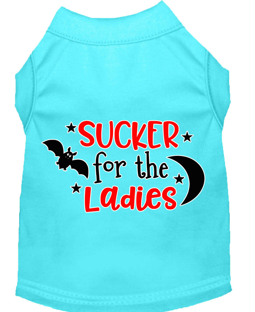 Sucker For The Ladies Screen Print Dog Shirt Aqua Xl