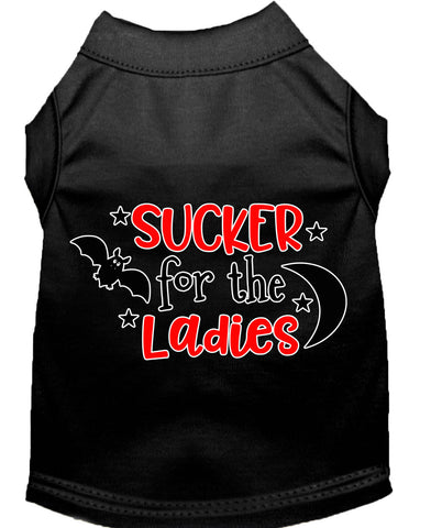 Sucker For The Ladies Screen Print Dog Shirt Black Lg