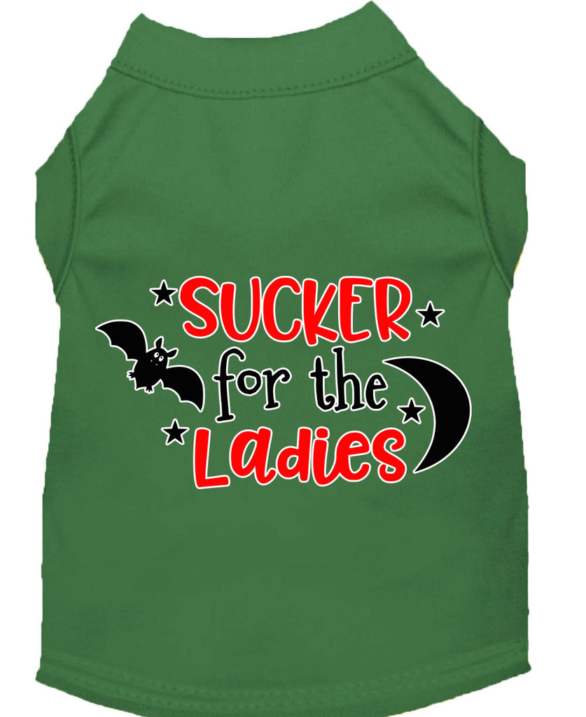 Sucker For The Ladies Screen Print Dog Shirt Green Sm