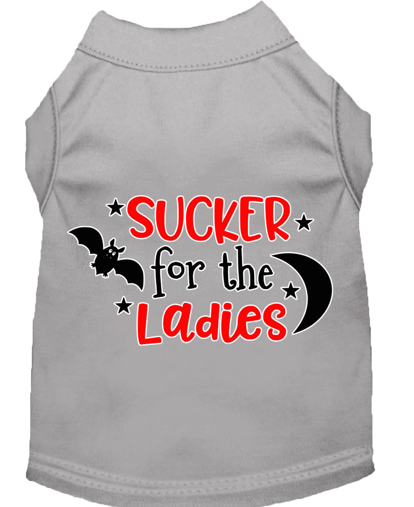 Sucker For The Ladies Screen Print Dog Shirt Grey Med