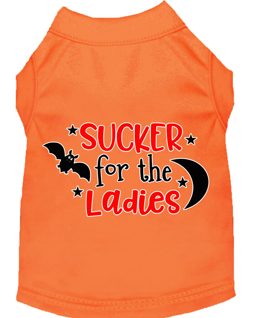 Sucker For The Ladies Screen Print Dog Shirt Orange Xs