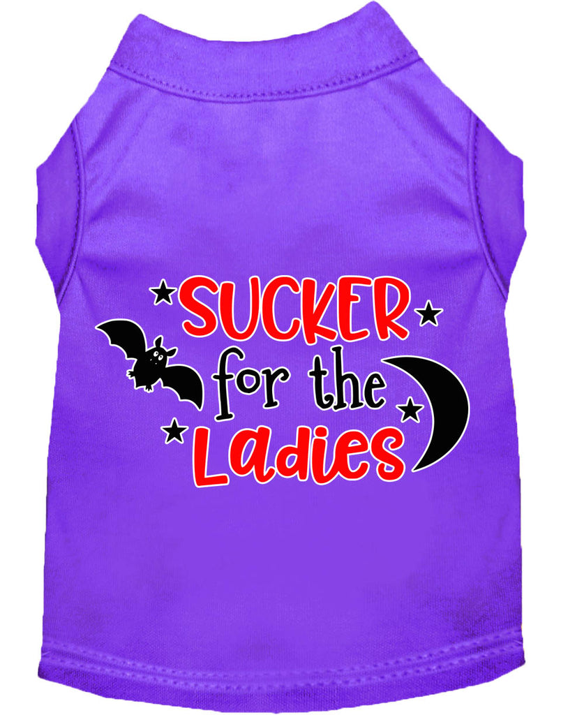 Sucker For The Ladies Screen Print Dog Shirt Purple Lg