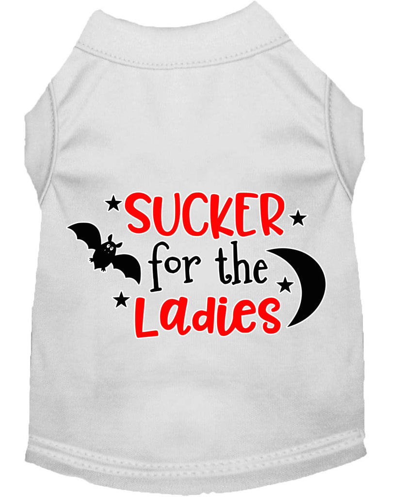 Sucker For The Ladies Screen Print Dog Shirt White Lg