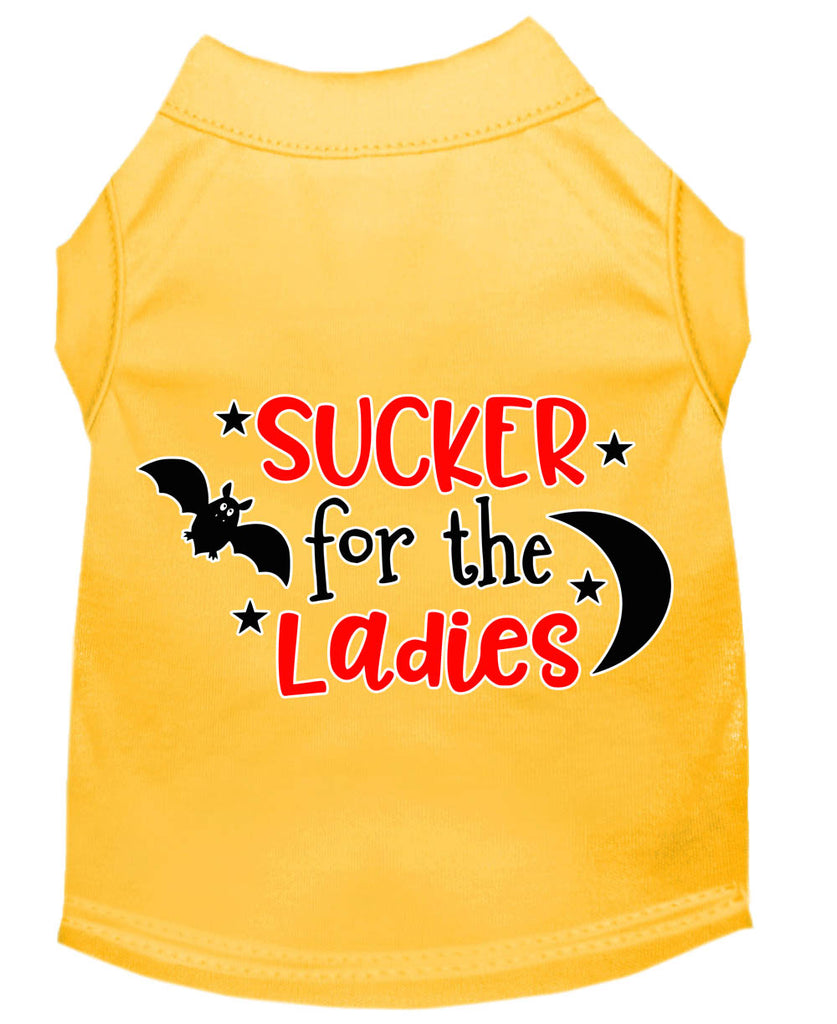 Sucker For The Ladies Screen Print Dog Shirt Yellow Lg