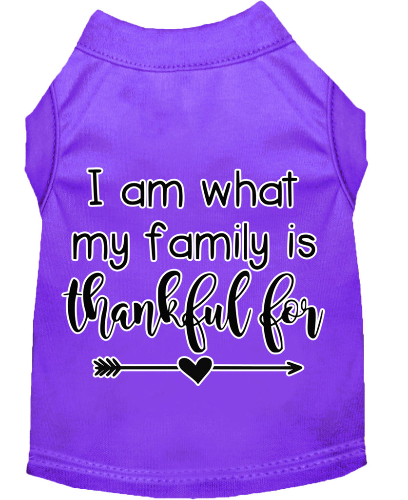 I Am What My Family Is Thankful For Screen Print Dog Shirt Purple Xxl