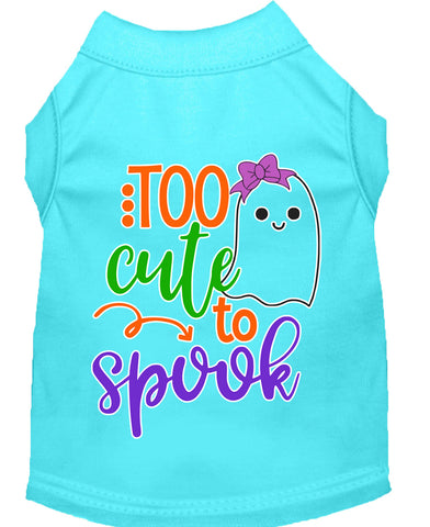 Too Cute To Spook-girly Ghost Screen Print Dog Shirt Aqua Lg