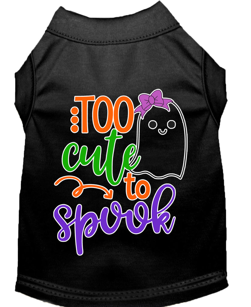 Too Cute To Spook-girly Ghost Screen Print Dog Shirt Black Med