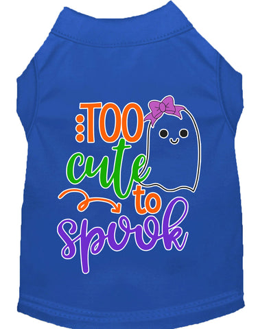 Too Cute To Spook-girly Ghost Screen Print Dog Shirt Blue Lg