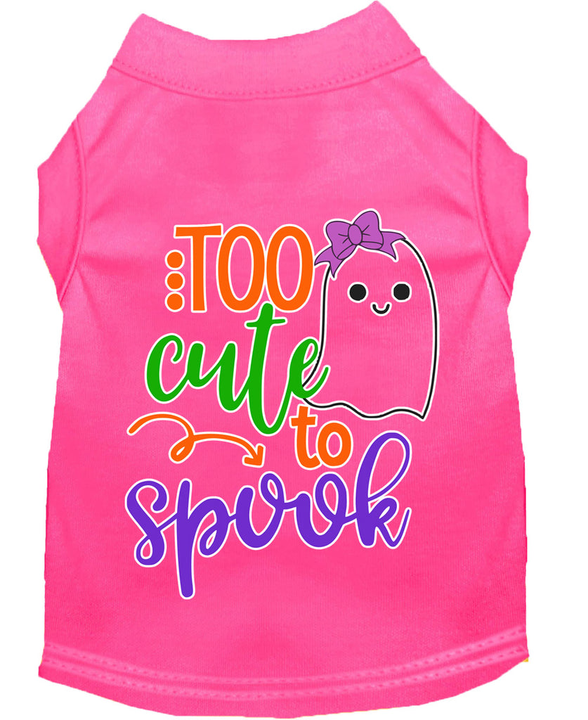 Too Cute To Spook-girly Ghost Screen Print Dog Shirt Bright Pink Lg