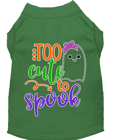 Too Cute To Spook-girly Ghost Screen Print Dog Shirt Green Lg