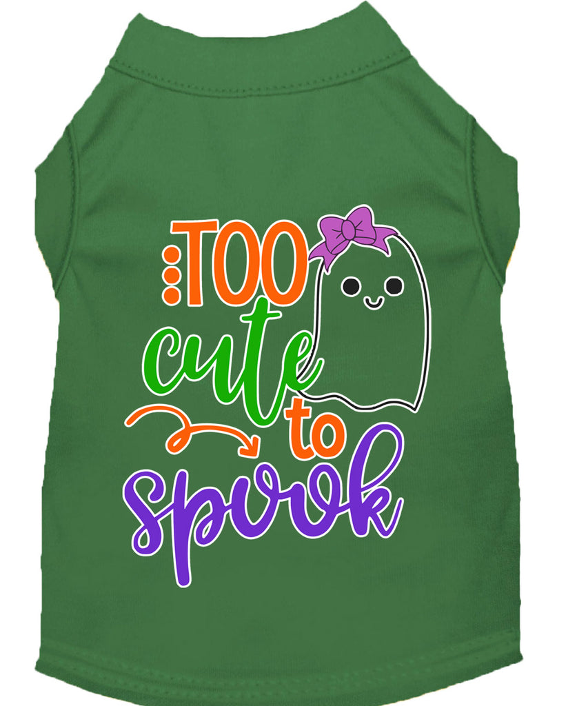 Too Cute To Spook-girly Ghost Screen Print Dog Shirt Green Sm