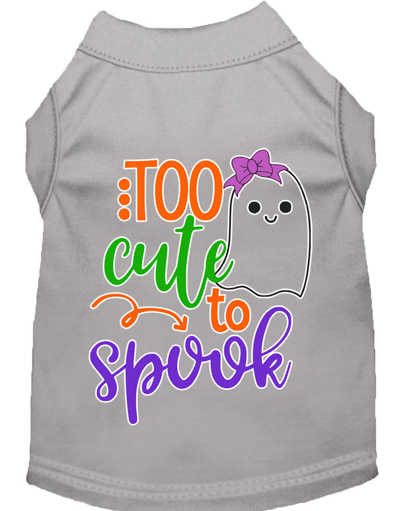 Too Cute To Spook-girly Ghost Screen Print Dog Shirt Grey Lg