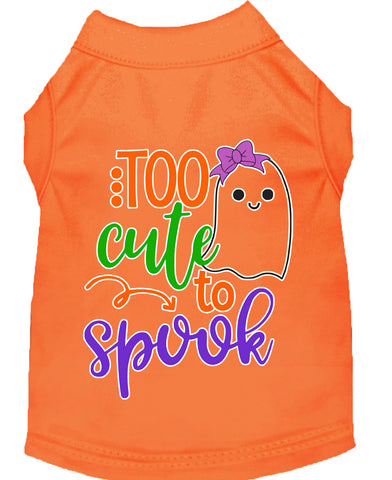 Too Cute To Spook-girly Ghost Screen Print Dog Shirt Orange Lg