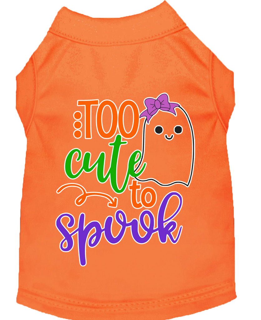 Too Cute To Spook-girly Ghost Screen Print Dog Shirt Orange Med