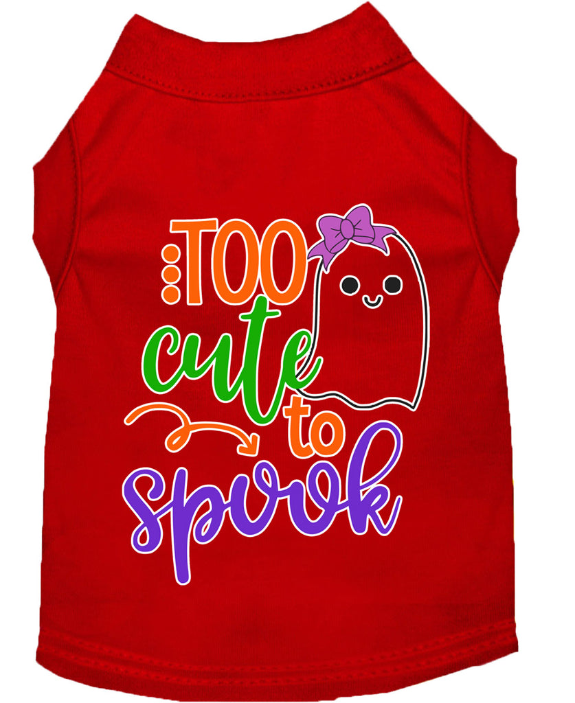 Too Cute To Spook-girly Ghost Screen Print Dog Shirt Red Lg