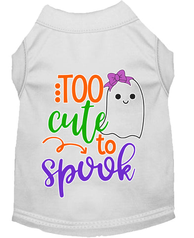 Too Cute To Spook-girly Ghost Screen Print Dog Shirt White Lg