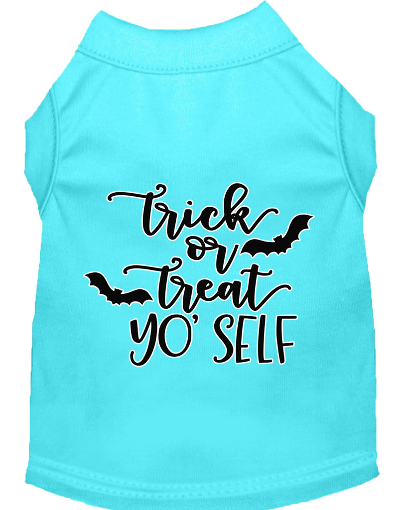 Trick Or Treat Yo' Self Screen Print Dog Shirt Aqua Lg