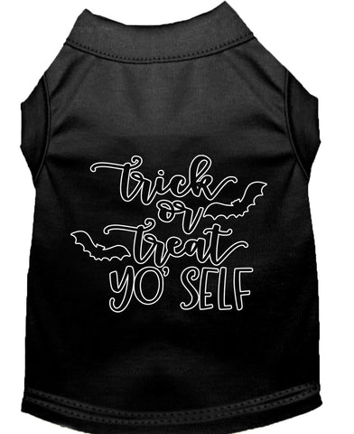 Trick Or Treat Yo' Self Screen Print Dog Shirt Black Lg