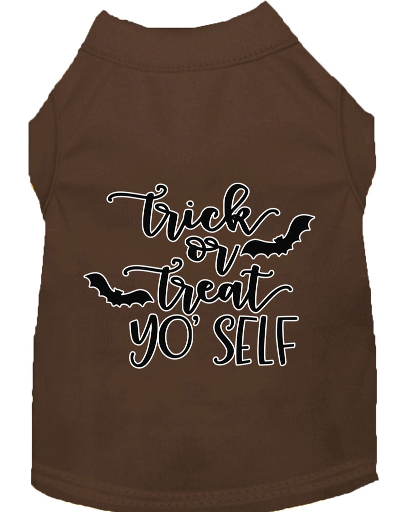 Trick Or Treat Yo' Self Screen Print Dog Shirt Brown Lg