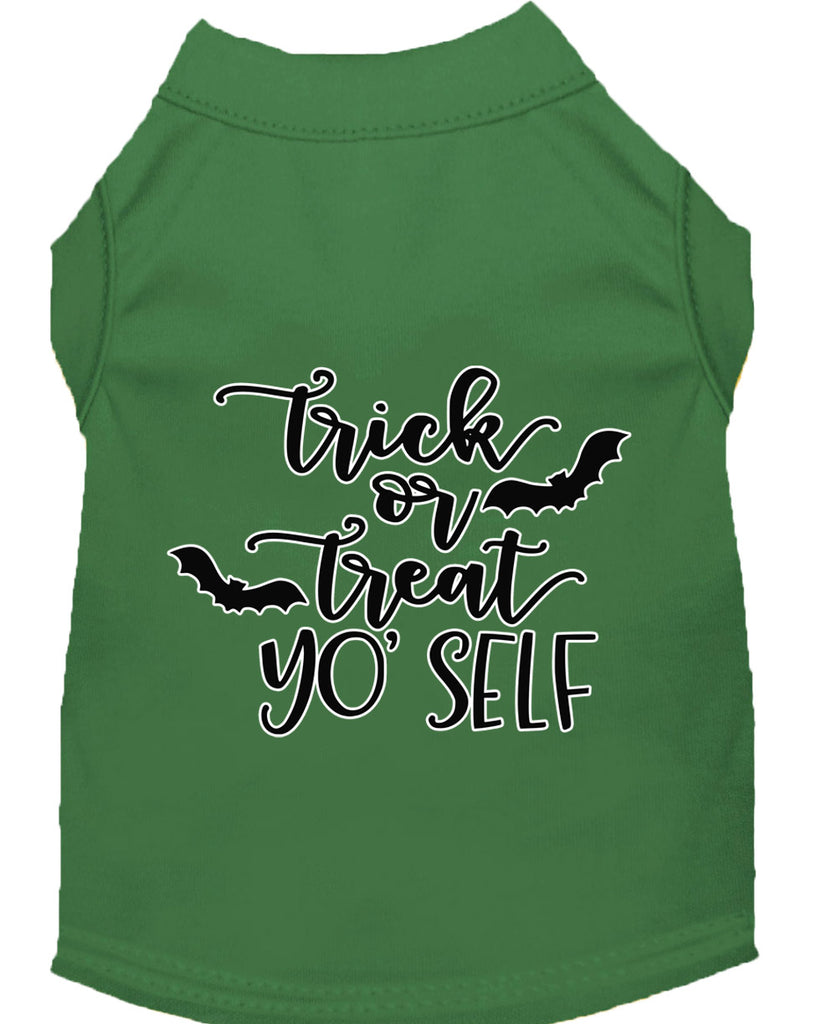 Trick Or Treat Yo' Self Screen Print Dog Shirt Green Lg