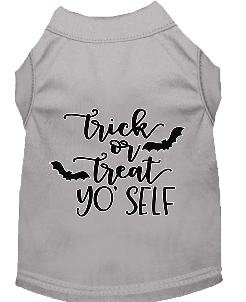 Trick Or Treat Yo' Self Screen Print Dog Shirt Grey Sm