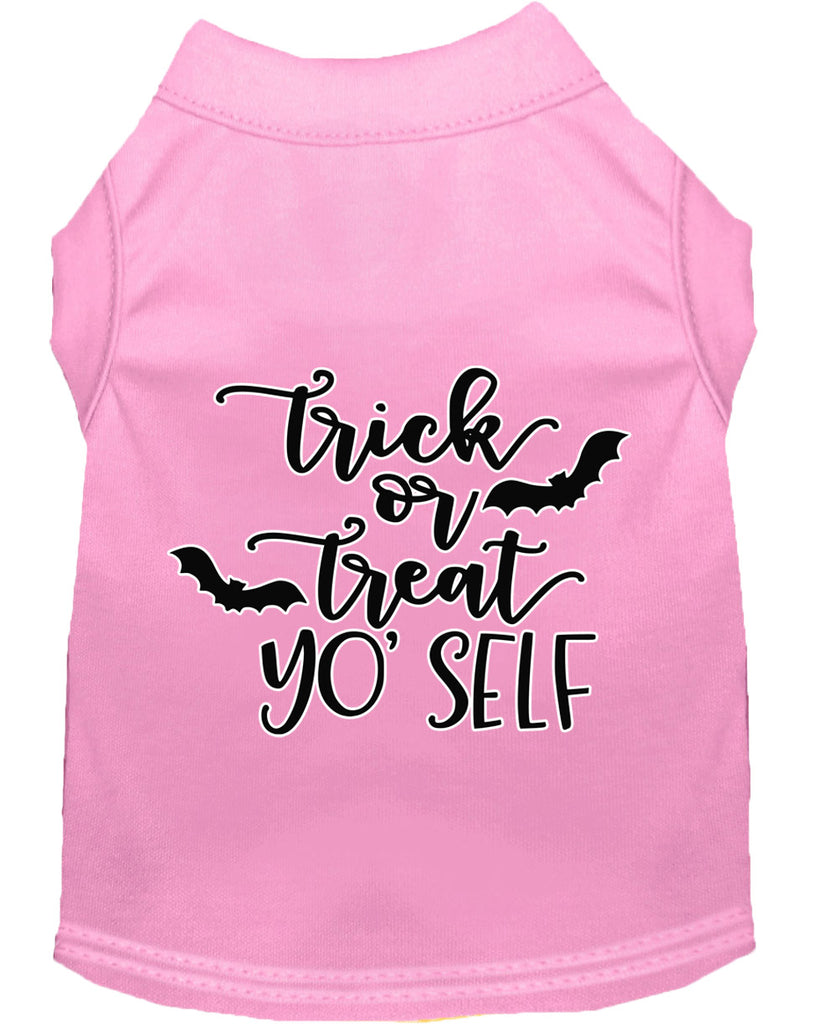 Trick Or Treat Yo' Self Screen Print Dog Shirt Light Pink Lg