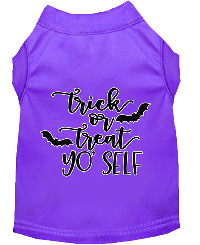 Trick Or Treat Yo' Self Screen Print Dog Shirt Purple Lg