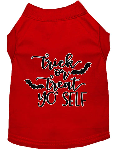 Trick Or Treat Yo' Self Screen Print Dog Shirt Red Lg