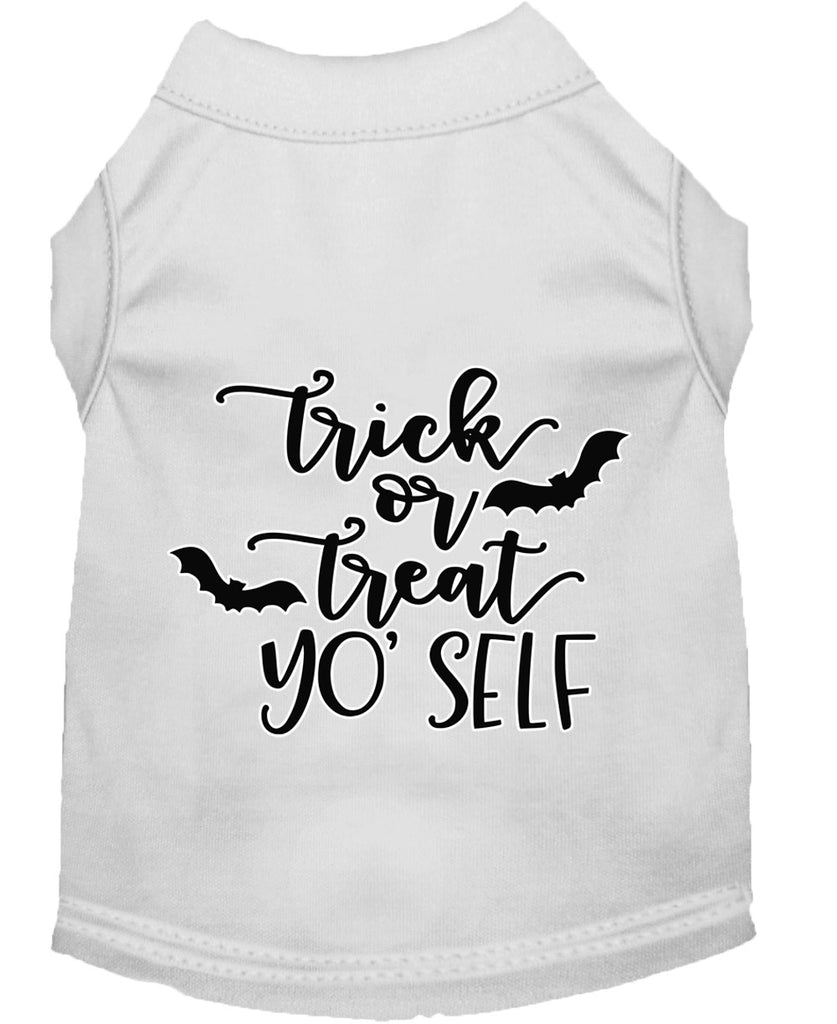 Trick Or Treat Yo' Self Screen Print Dog Shirt White Lg