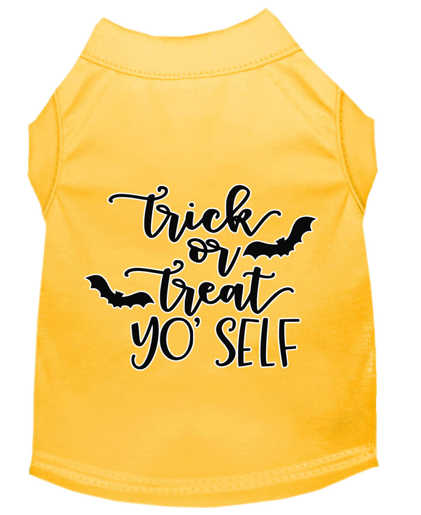 Trick Or Treat Yo' Self Screen Print Dog Shirt Yellow Lg