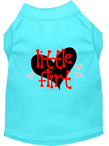 Little Flirt Screen Print Dog Shirt Aqua Med