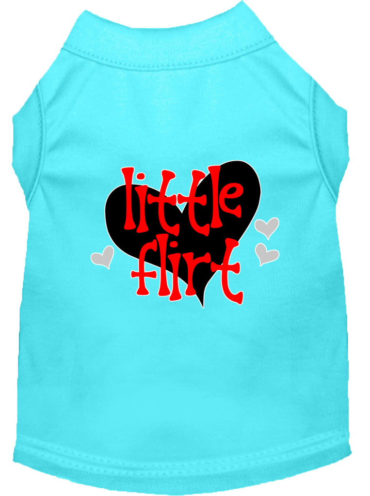 Little Flirt Screen Print Dog Shirt Aqua Xs