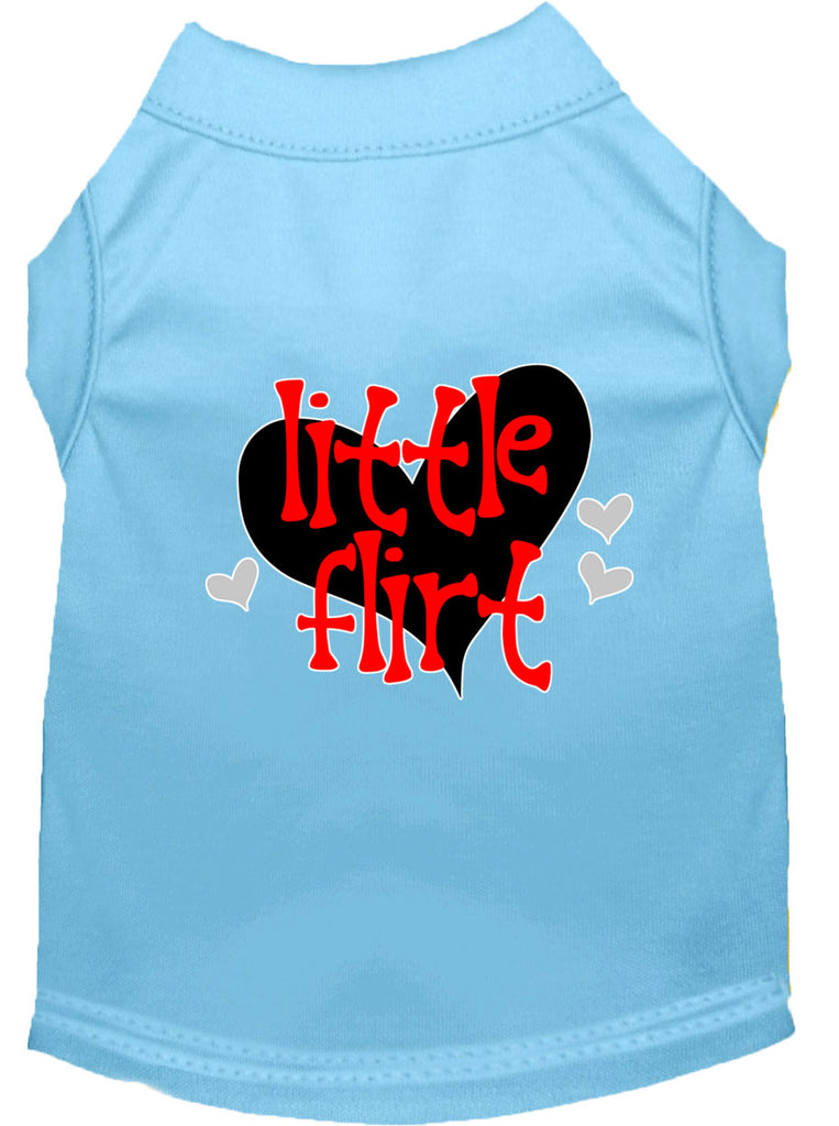 Little Flirt Screen Print Dog Shirt Baby Blue Xs