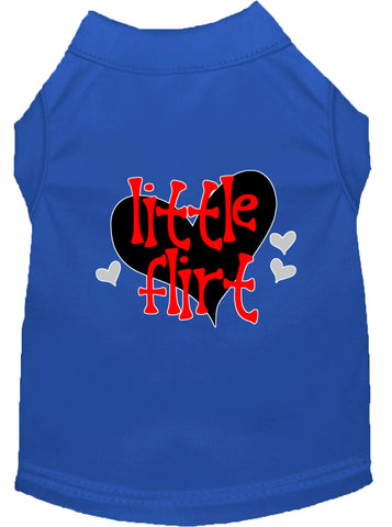 Little Flirt Screen Print Dog Shirt Blue Xs