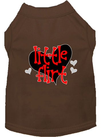 Little Flirt Screen Print Dog Shirt Brown Xl