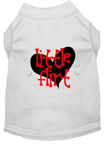 Little Flirt Screen Print Dog Shirt White Med