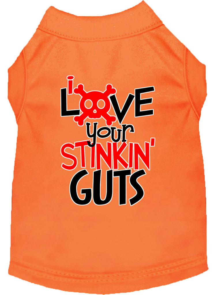 Love Your Stinkin Guts Screen Print Dog Shirt Orange Xs