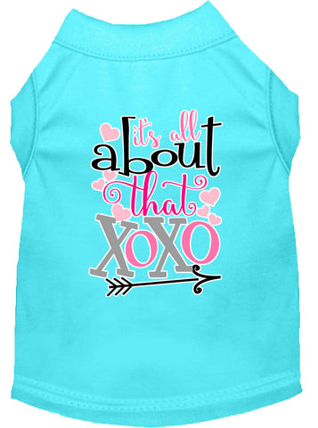 All About That Xoxo Screen Print Dog Shirt Aqua Lg