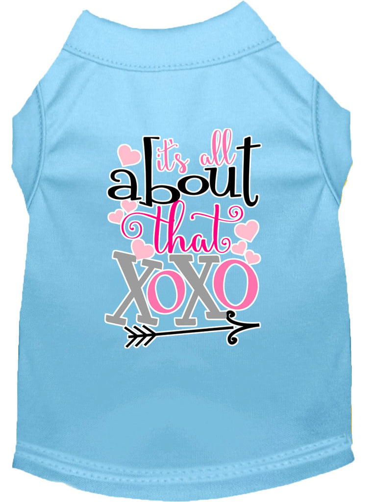 All About That Xoxo Screen Print Dog Shirt Baby Blue Med