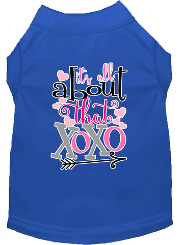 All About That Xoxo Screen Print Dog Shirt Blue Lg