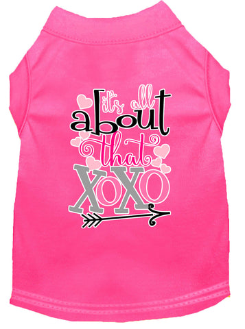 All About That Xoxo Screen Print Dog Shirt Bright Pink Lg